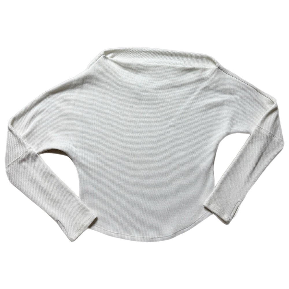 Free People White Thermal Asymmetric Neckline Top XS